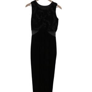 All That Jazz Womens Sz M Black Velvet Vintage Y2K Maxi Length Dress Sheer Waist